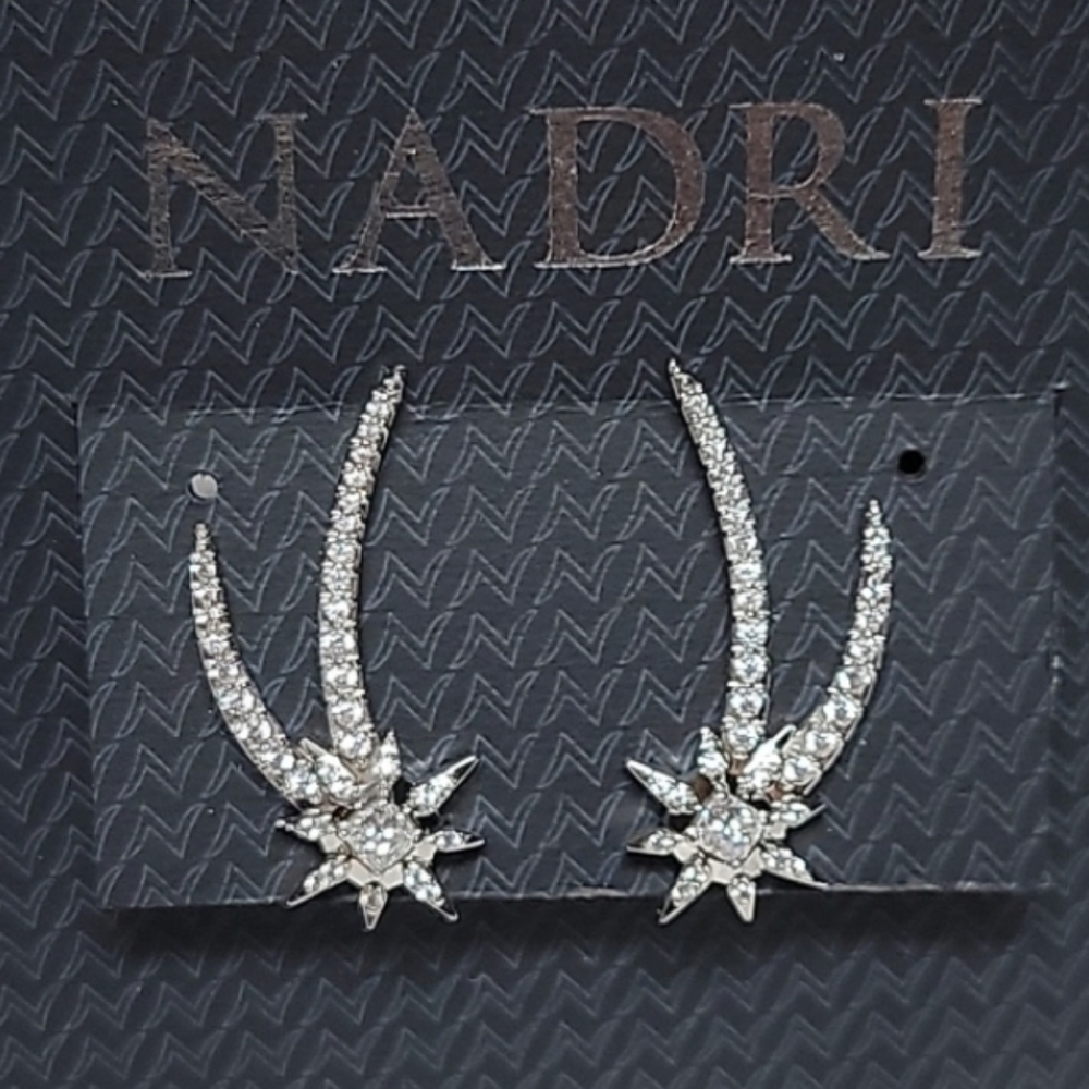Nadri Starlit Star CZ Climber Earrings - Picture 1 of 10